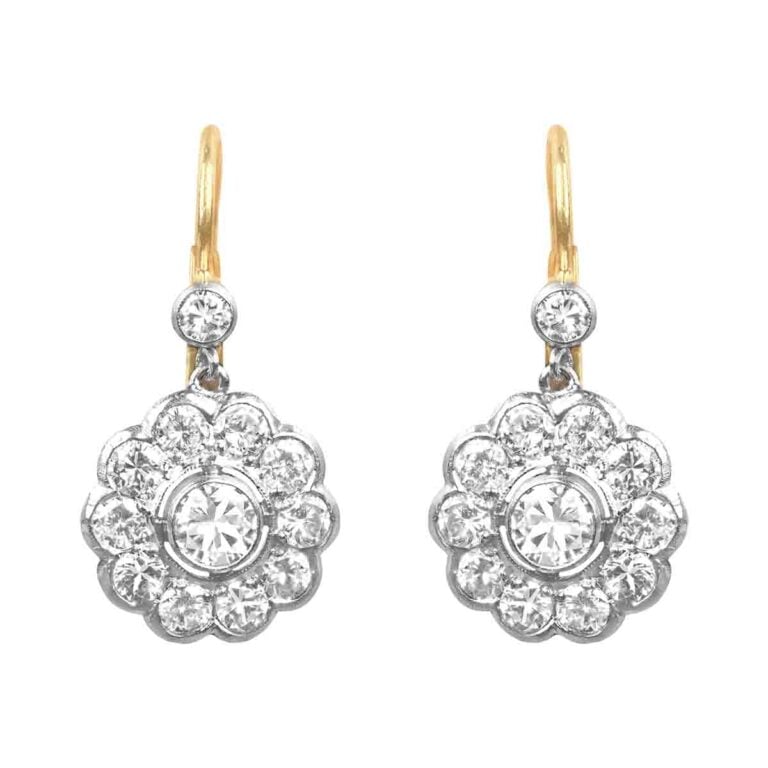 Floral Diamond Platinum on Gold Prescott Earrings