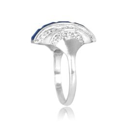 Art Deco elongated sapphire and diamond Floris Ring 16445 TSV