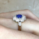 1.23ct Sapphire and Diamond Cluster Arnett Ring JUN2618 Hand Photo 4