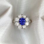 1.23ct Sapphire and Diamond Cluster Arnett Ring JUN2618 Hand Photo 5