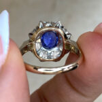 1.23ct Sapphire and Diamond Cluster Arnett Ring JUN2618 Hand Photo 5