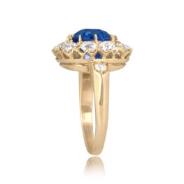 4.12 carat sapphire and diamond yellow gold Pelton Ring LV2327 TSV