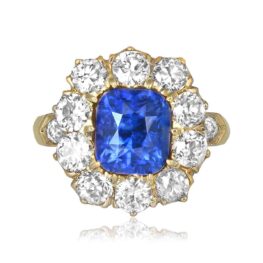 4.12ct cushion cut sapphire yellow gold Pelton Ring LV2327 TV