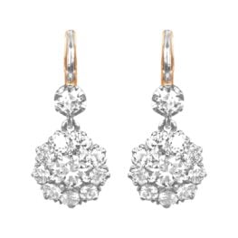 2.50 total carat transitional cut diamond floral Carrizo Earrings LV2546 TV