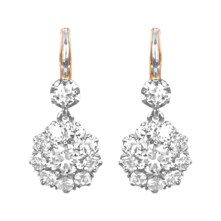 Floral Diamond Platinum Carrizo Earrings