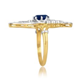 Antique 1.20 carat cushion cut sapphire navette Slaton Ring OCT2316 TSV