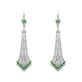 diamond and emerald platinum on gold Wingfield Earrings OCT2358 TV