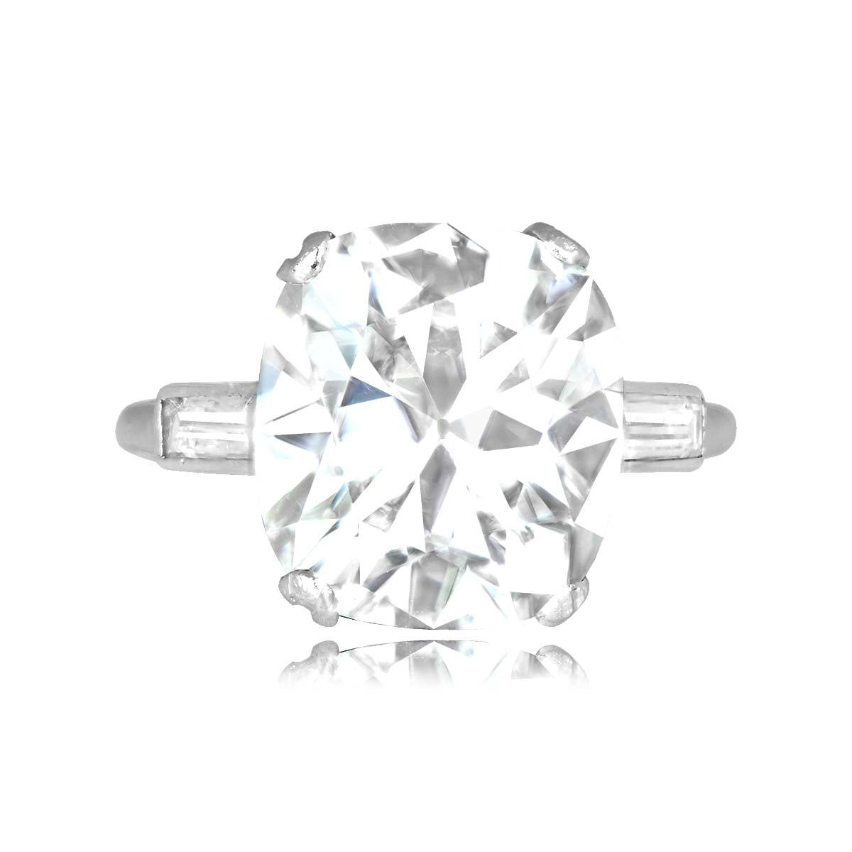 Stacked from 20 images. Method=C (S=1) Antique 6.02 carat cushion cut diamond platinum Wiladel Ring SB994 TV