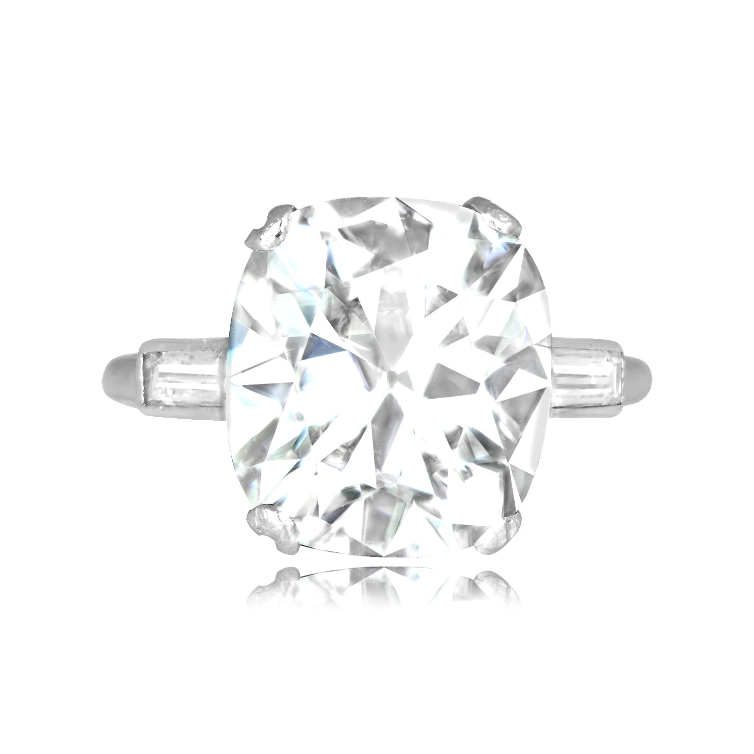 Stacked from 20 images. Method=C (S=1) Antique 6.02 carat cushion cut diamond platinum Wiladel Ring SB994 TV