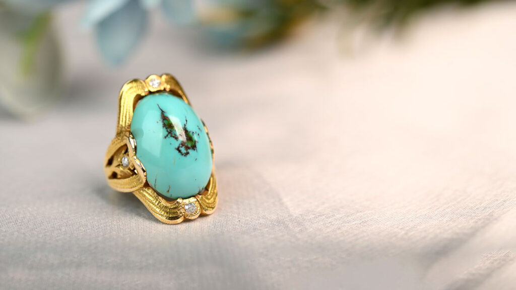 Turquoise Gold Ring with Matrix from EDJ Collection