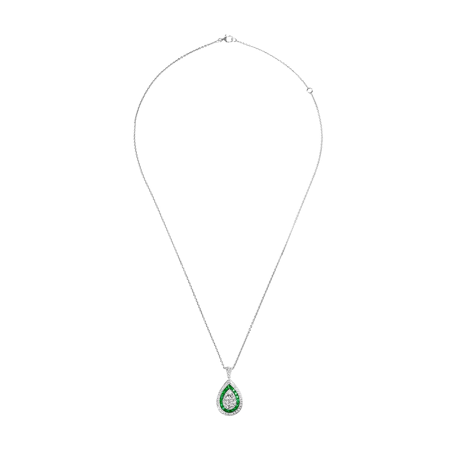 Stacked from 4 images. Method=C (S=1) Diamond and emerald teardrop necklace Darlington Necklace 14289 TV