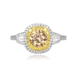 0.82 carat fancy yellow-brown old European cut diamond Merrillan Ring 16353 TV