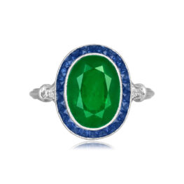 3.28 carat oval cut emerald platinum ring Oswego Ring 16389 TV