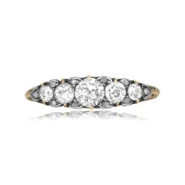Antique old European cut diamond five stone Selfridge Ring 16447 TV