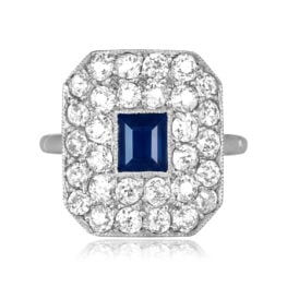 Art Deco 0.80ct sapphire and diamond platinum Granton Ring 16452 TV