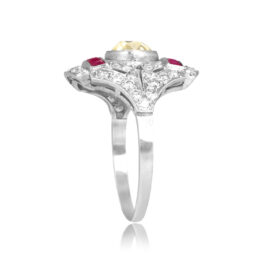 Art Deco 1.23ct diamond and ruby platinum Wellston Ring 16455 TSV