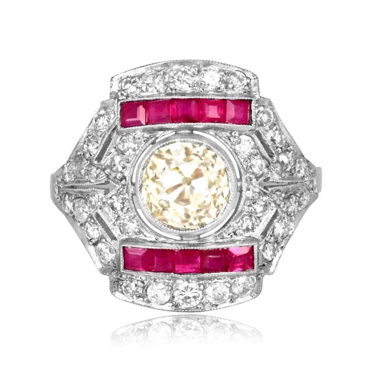 Art Deco 1.23ct Yellow Diamond Wellston Ring, Circa 1920