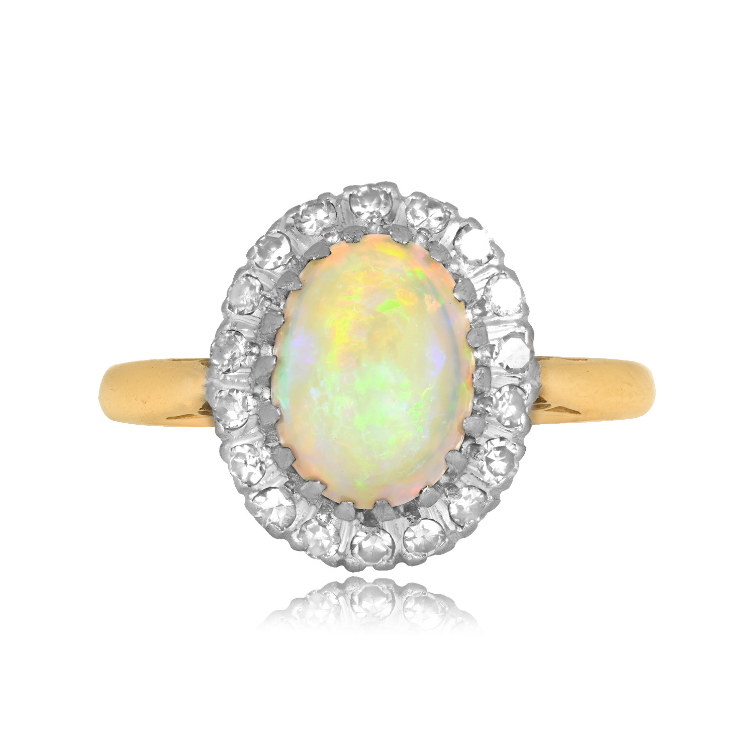 Stacked from 36 images. Method=C (S=1) Edwardian era opal and diamond cluster Bartlett Ring 16456 TV