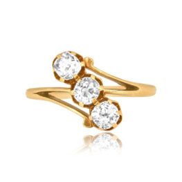 Art Nouveau 0.90ct total old mine diamonds Collbran Ring 16459 TV