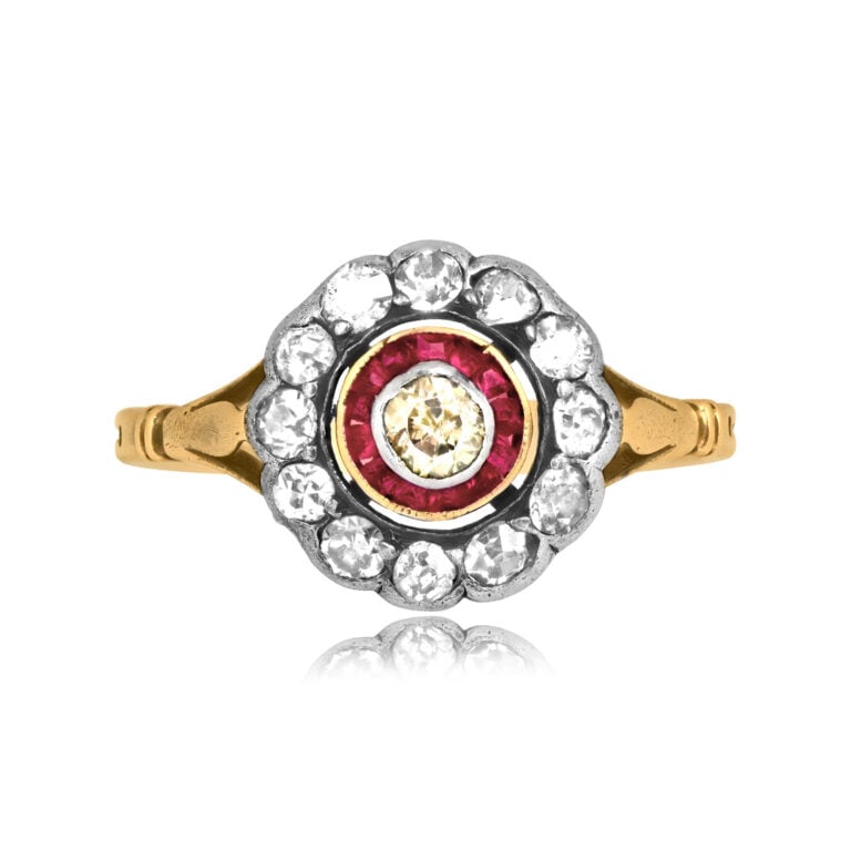 Victorian Floral Brown Diamond Rawlins Ring, Circa 1890