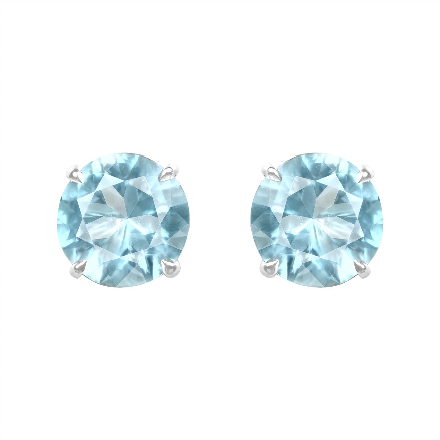 Stacked from 6 images. Method=C (S=1) 3.19 carat round cut aquamarine platinum stud earrings Tsaile Earrings 16469 TV