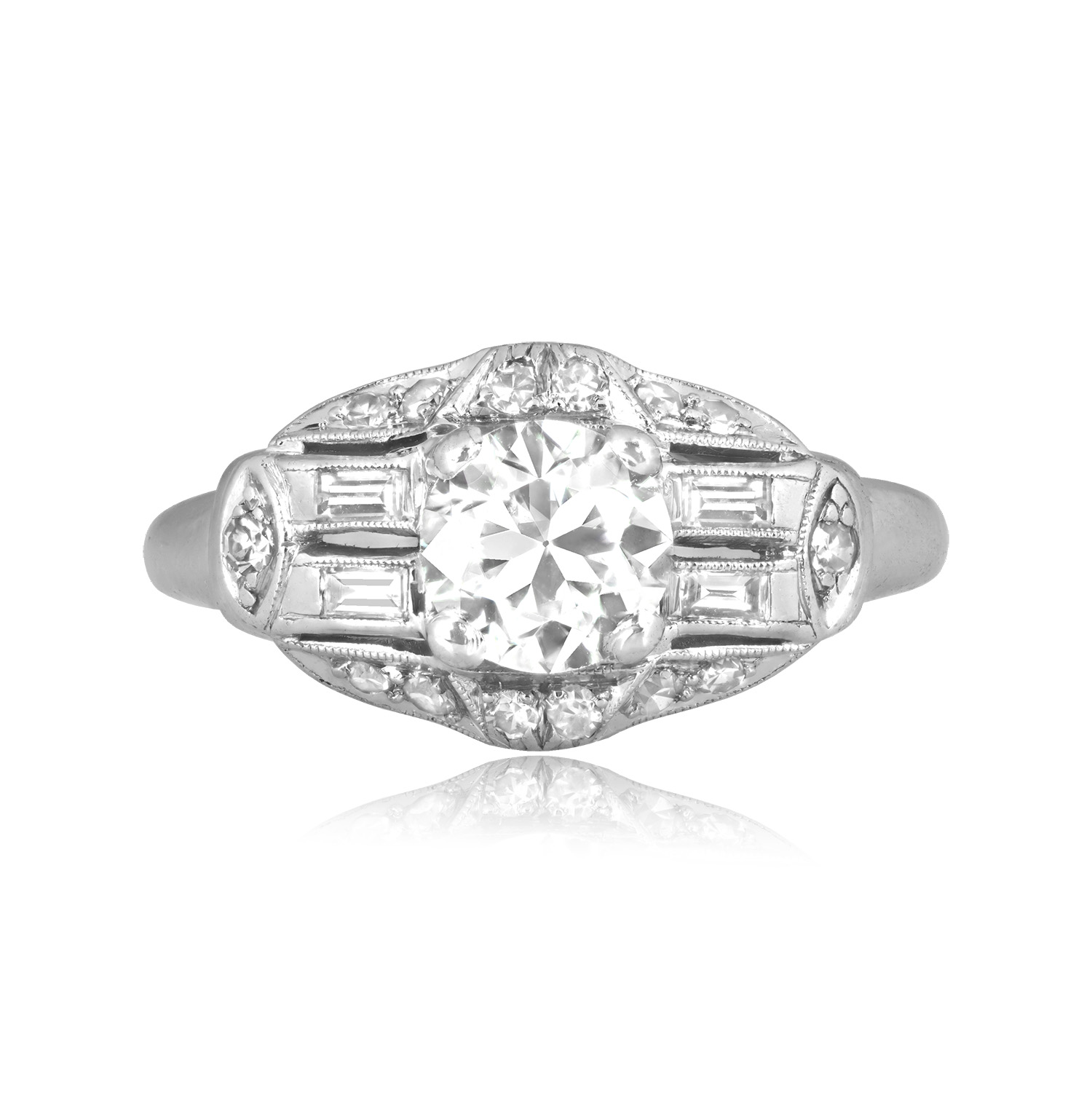 Stacked from 26 images. Method=C (S=1) Art Deco 0.75 carat old European cut diamond platinum Slayton Ring 16476 TV