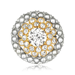 Antique 1.25ct old European cut champagne color diamond and pearl Edwardian GIA 1.25ct Champagne Diamond and Pearl Scofield Ring 16491 TV