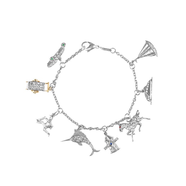 Art Deco Diamond Charm Gracemont Bracelet, Circa 1930