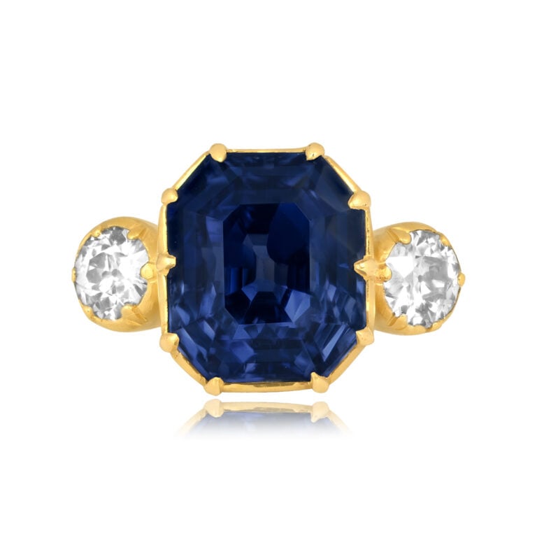 12.81ct No Heat Madagascar Sapphire and Diamond Cubero Ring