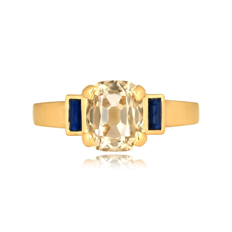 2.01ct Champagne Diamond and Sapphire Bulltown Ring