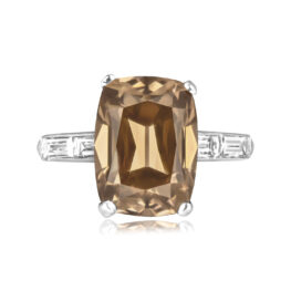 5.02 carat cushion cut champagne diamond platinum Marysvale Ring RC105563 TV