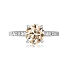 2.02ct round brilliant cut champagne color diamond platinum Piedmont Ring C9511 TV