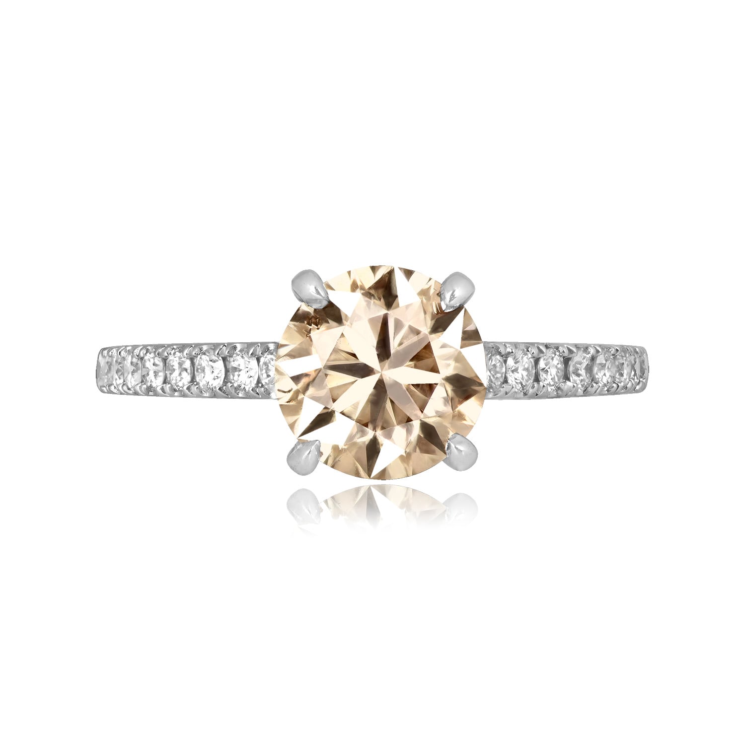 Stacked from 37 images. Method=C (S=1) 2.02ct round brilliant cut champagne color diamond platinum Piedmont Ring C9511 TV