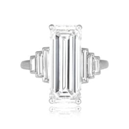 7.07 carat elongated emerald cut diamond platinum Houghton Ring RJ1588 TV