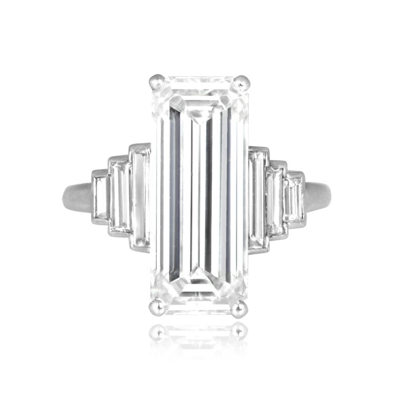 GIA 7.07ct Elongated Emerald Cut Diamond Houghton Ring