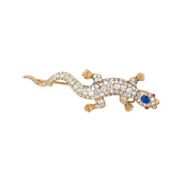 Victorian era lizard brooch diamond and sapphire Fayette Brooch SB4848 TV