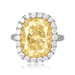 11.79ct Fancy light yellow-yellow cushion cut diamond Wilmore Ring SB4956 TV