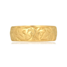 English Victorian era engraved yellow gold Tescott Band 16473 TV
