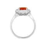 3.82ct Elongated Orange Sapphire and Diamond Sulligent Ring 16285 SV