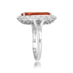 GIA certified 3.82ct Elongated Orange Sapphire and Diamond Sulligent Ring 16285 TSV