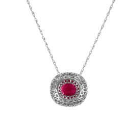 GIA 1.16ct Ruby and Diamond Halo Lanesboro Pendant 16291 BV