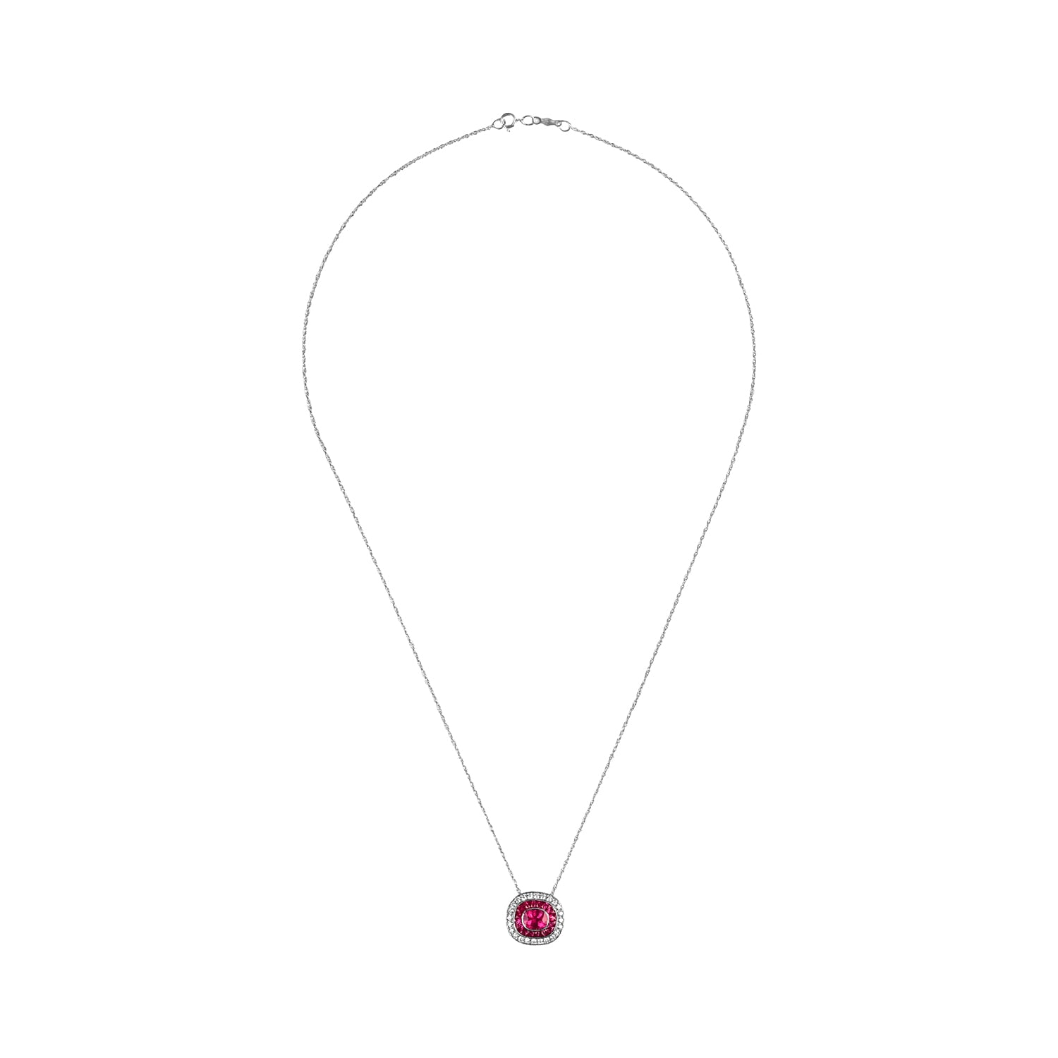 Stacked from 4 images. Method=C (S=1) 1.16 carat oval cut ruby double halo Lanesboro Pendant 16291 TV