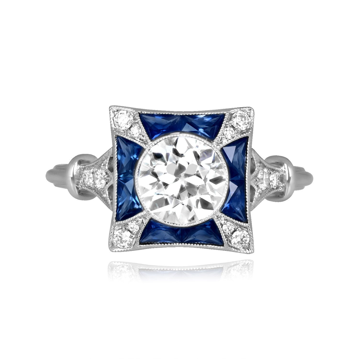 Stacked from 31 images. Method=C (S=1) 0.96 carat old European cut diamond platinum Leesport Ring 16380 TV