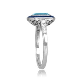 1.64ct Aquamarine and Sapphire platinum Morrill Ring 16440 TSV