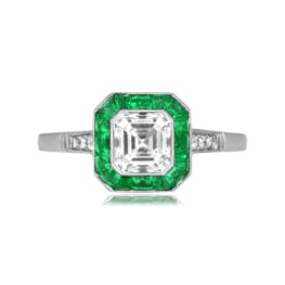 1.01 carat asscher cut diamond platinum halo Wattsville Ring 16490 TV