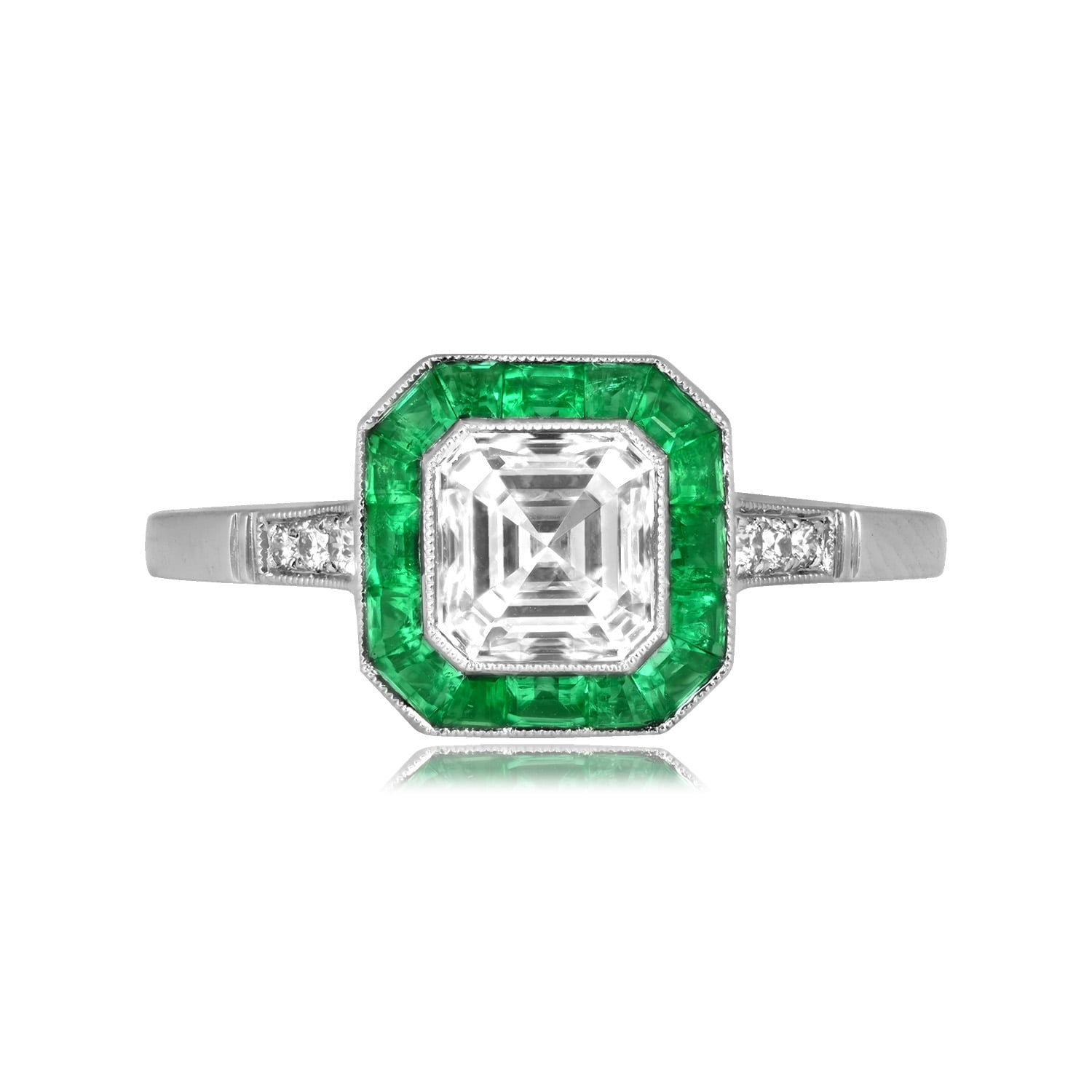 Stacked from 36 images. Method=C (S=1) 1.01 carat asscher cut diamond platinum halo Wattsville Ring 16490 TV