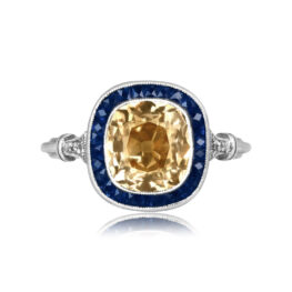 3.06 carat cushion cut diamond champagne color platinum Batesville Ring 16494 TV