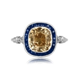 3.06 carat cushion cut diamond champagne color platinum Batesville Ring 16494 TV
