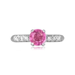 vintage 0.93 carat round cut pink sapphire and diamond Ashridge Ring 16515 TV