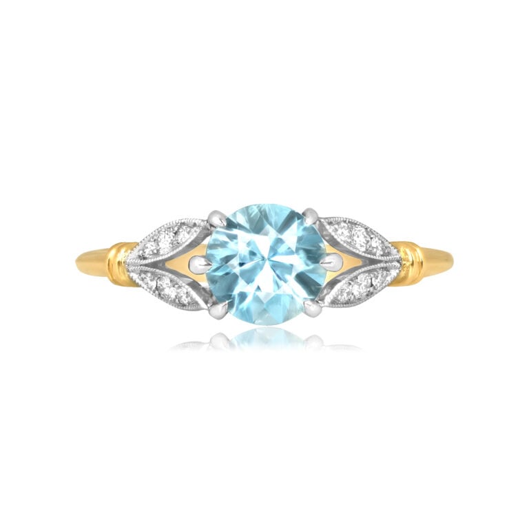 0.88ct Round Cut Aquamarine Glendive Ring